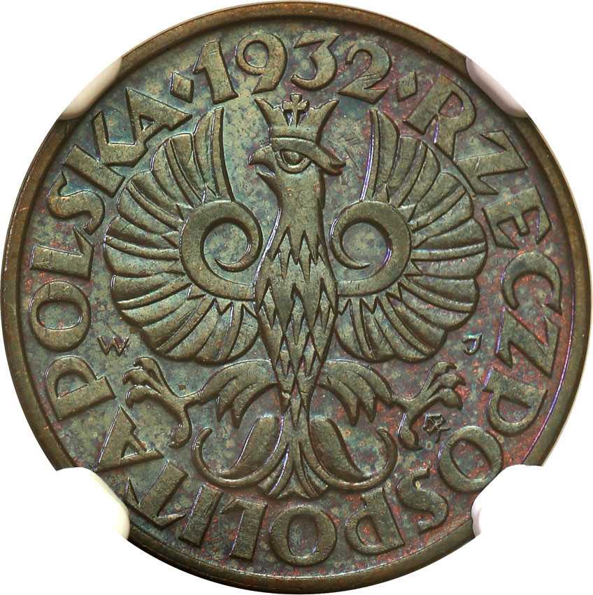 II RP. 2 grosze 1932 NGC MS65 BN (2 MAX)